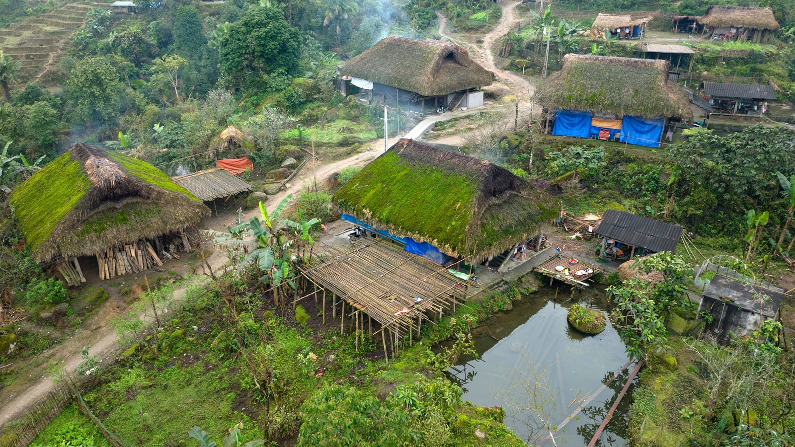 Khám phá vẻ độc đáo của mái nhà sàn hàng chục năm tuổi phủ kín rêu ở Hà Giang