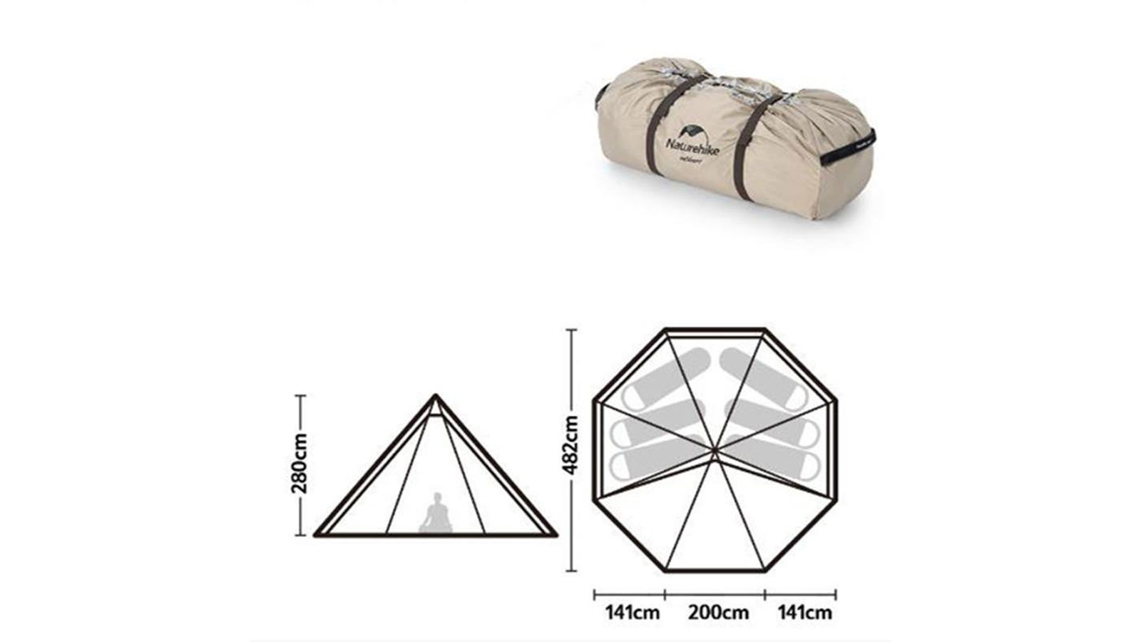 Lều 8 người Naturehike Pyramid Tent NH20ZP014