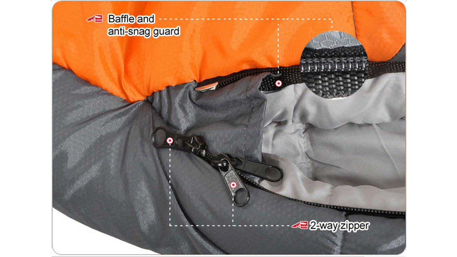 Túi ngủ mùa đông 2 lớp Ryder 2 Layers Mummy Sleeping Bag D1005 Orange - 3286