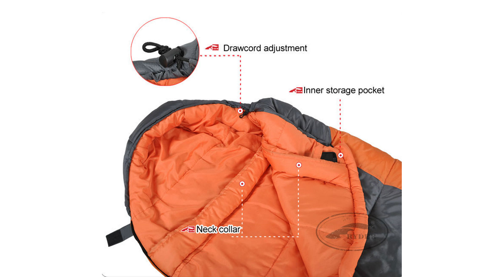 Túi ngủ mùa đông 2 lớp Ryder 2 Layers Mummy Sleeping Bag D1006 - 1210